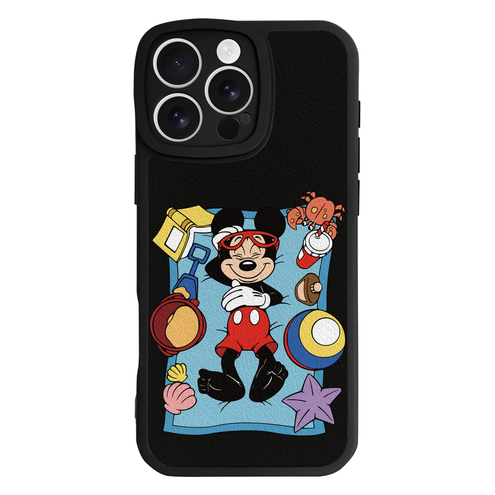 （画像用） ミッキーマウス Mickey Mouse 【iPhone 16シリーズ対応】シリコンスマホケース（レザー調） 材質：シリコン